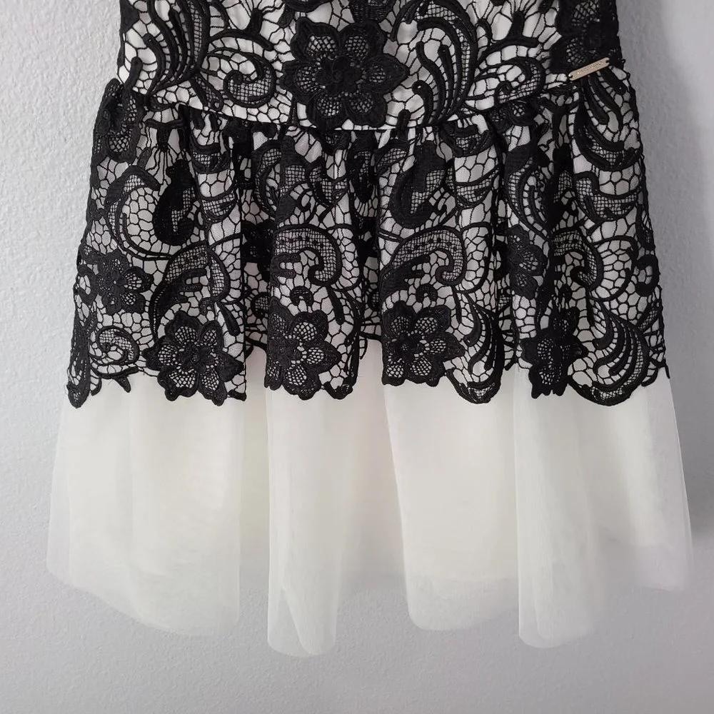 Marciano Guess girls black & white laced sleeveless formal dress size 14 NWT